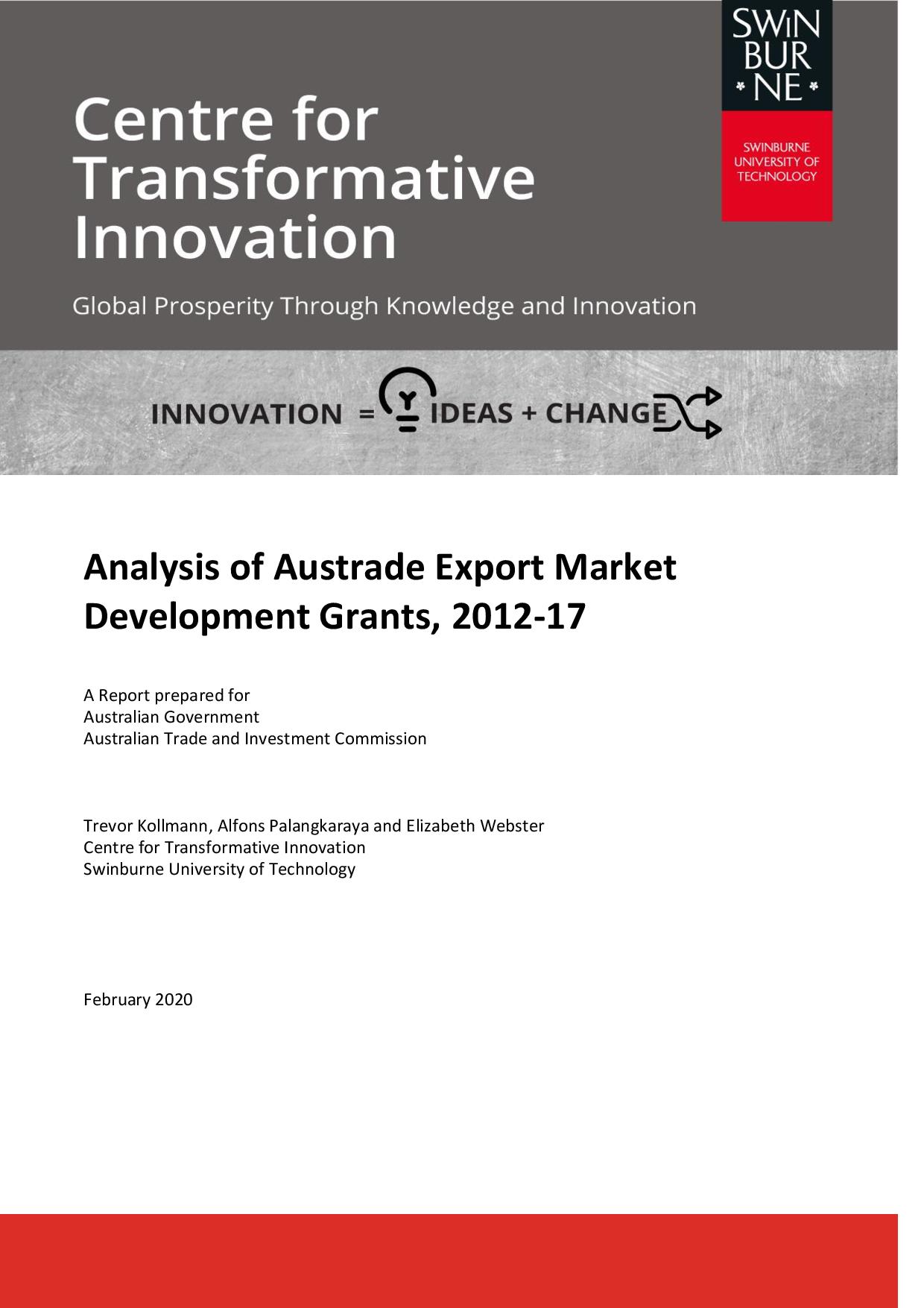 Analysis of Austrade Export Market Development Grants 2012-17
