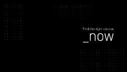 Minimalist black banner design with an abstract white dot pattern and text that reads 'Find the right course _now'.