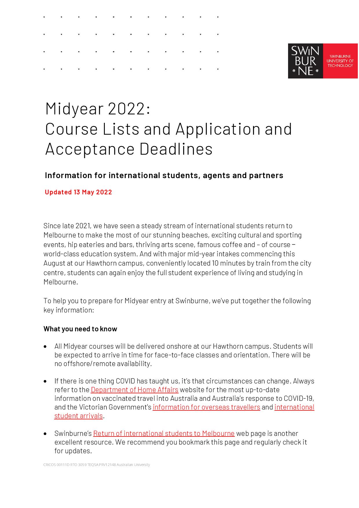 Application and acceptance dates for 2022 Midyear intakes - NEW