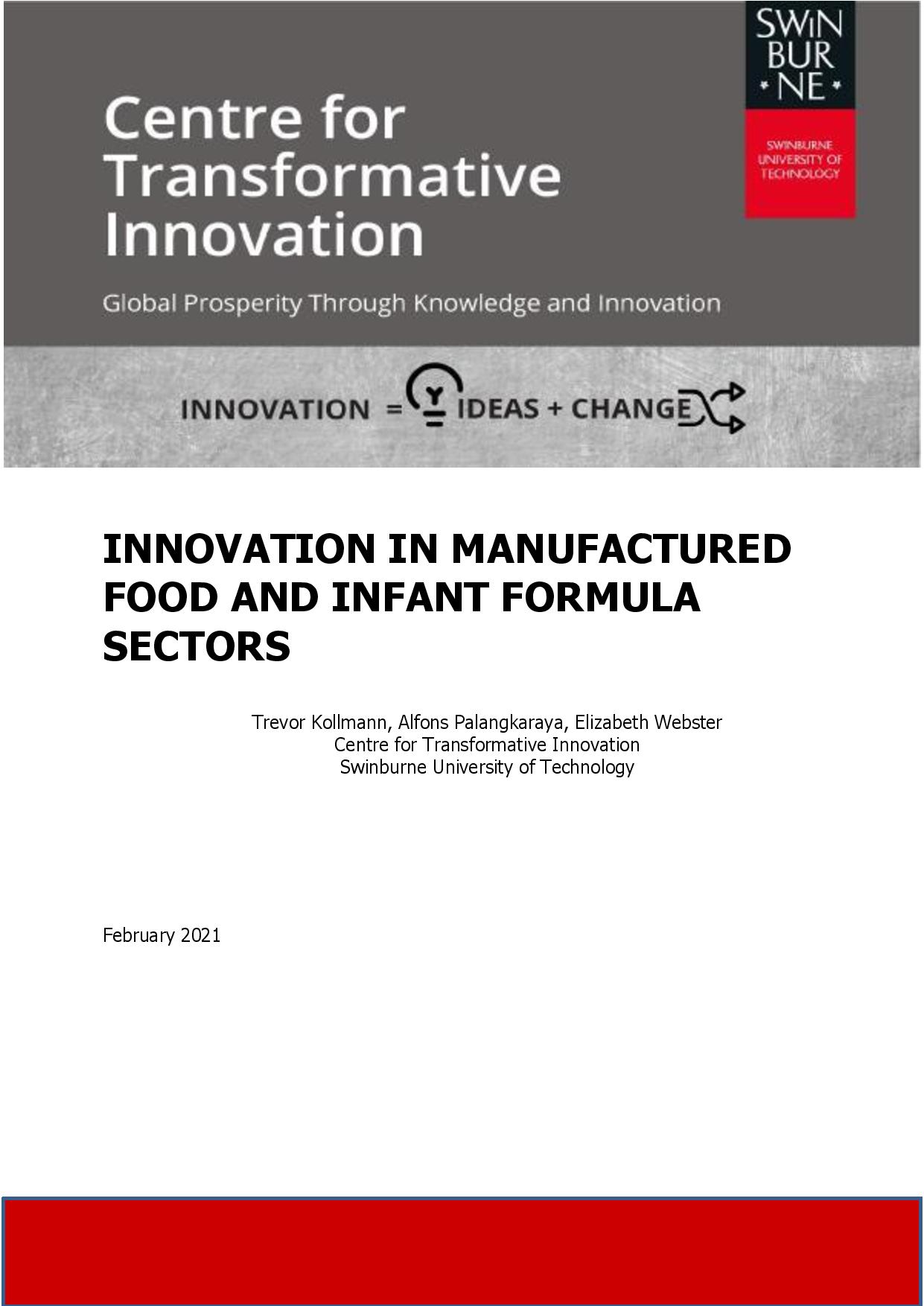 Innovation in Manufactured Food and Infant Formula Sectors