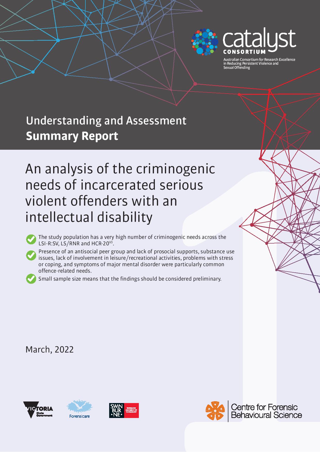 An analysis of the criminogenic needs of incarcerated serious violent offenders with an intellectual disability