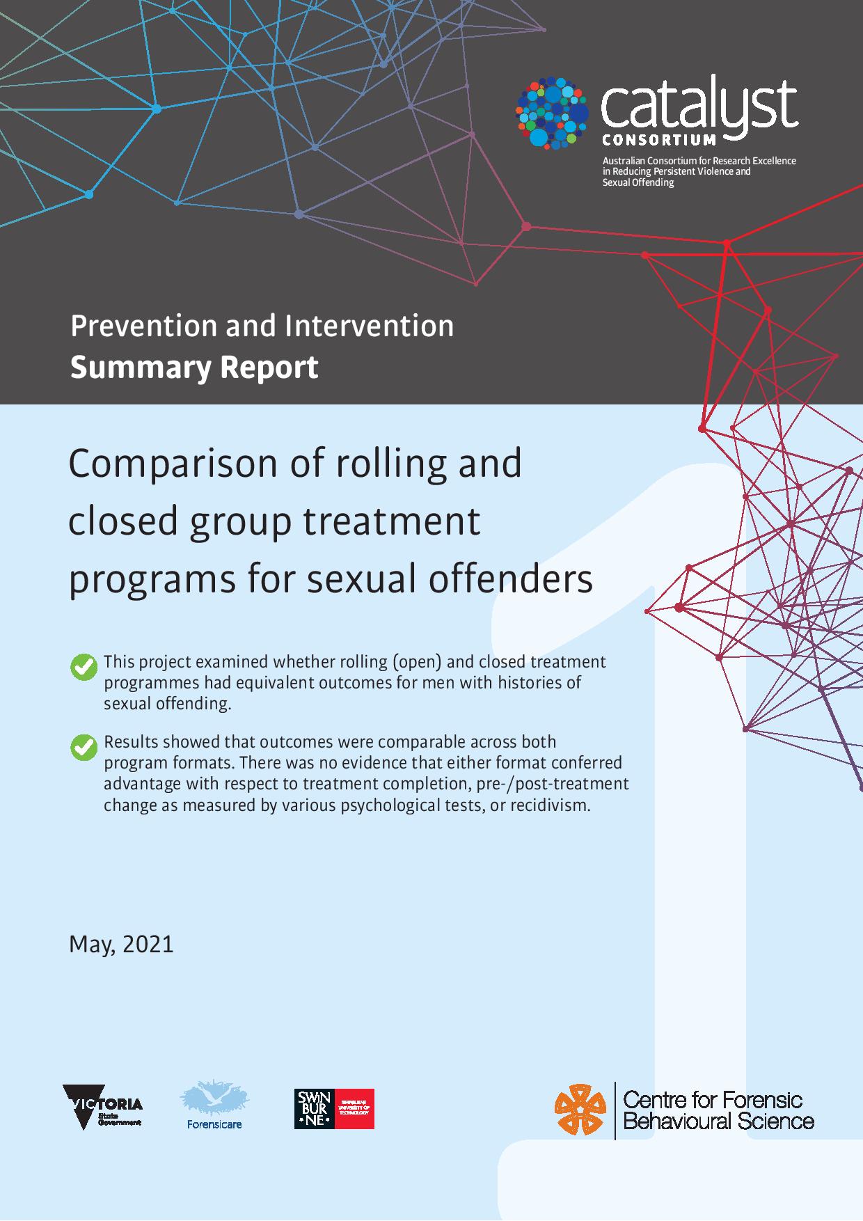 Comparison of rolling and closed group treatment programs for sexual offenders