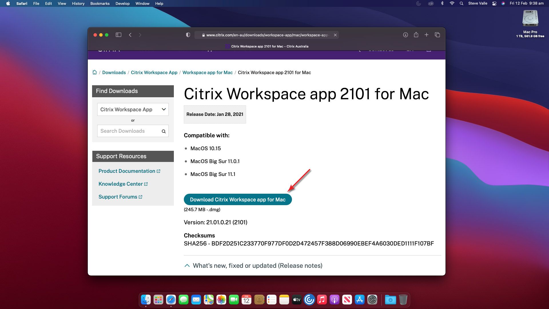 A screengrab of Citrix installation on macOS highlighting step 4 in the process