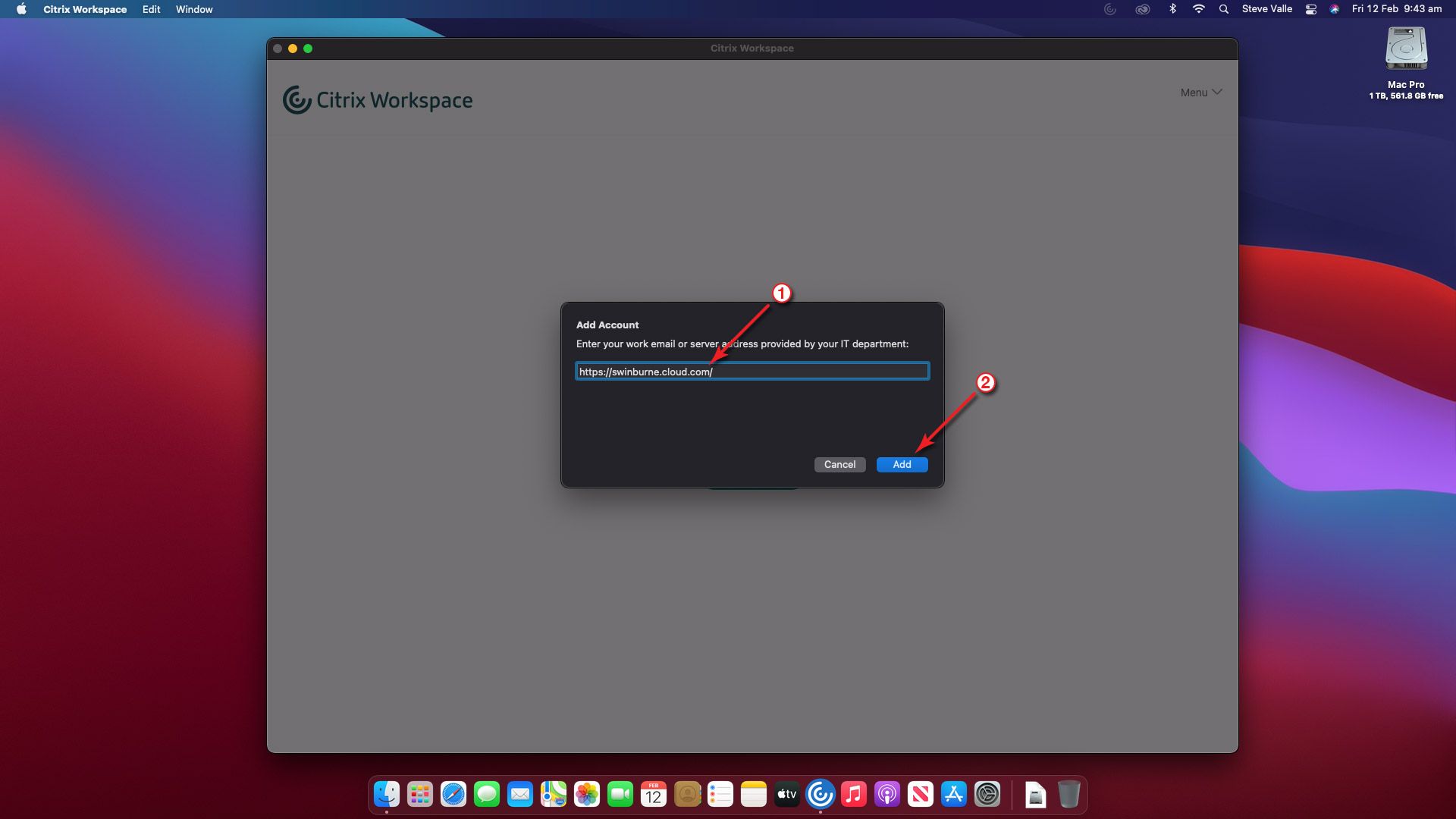A screengrab of Citrix installation on macOS highlighting step 16 in the process