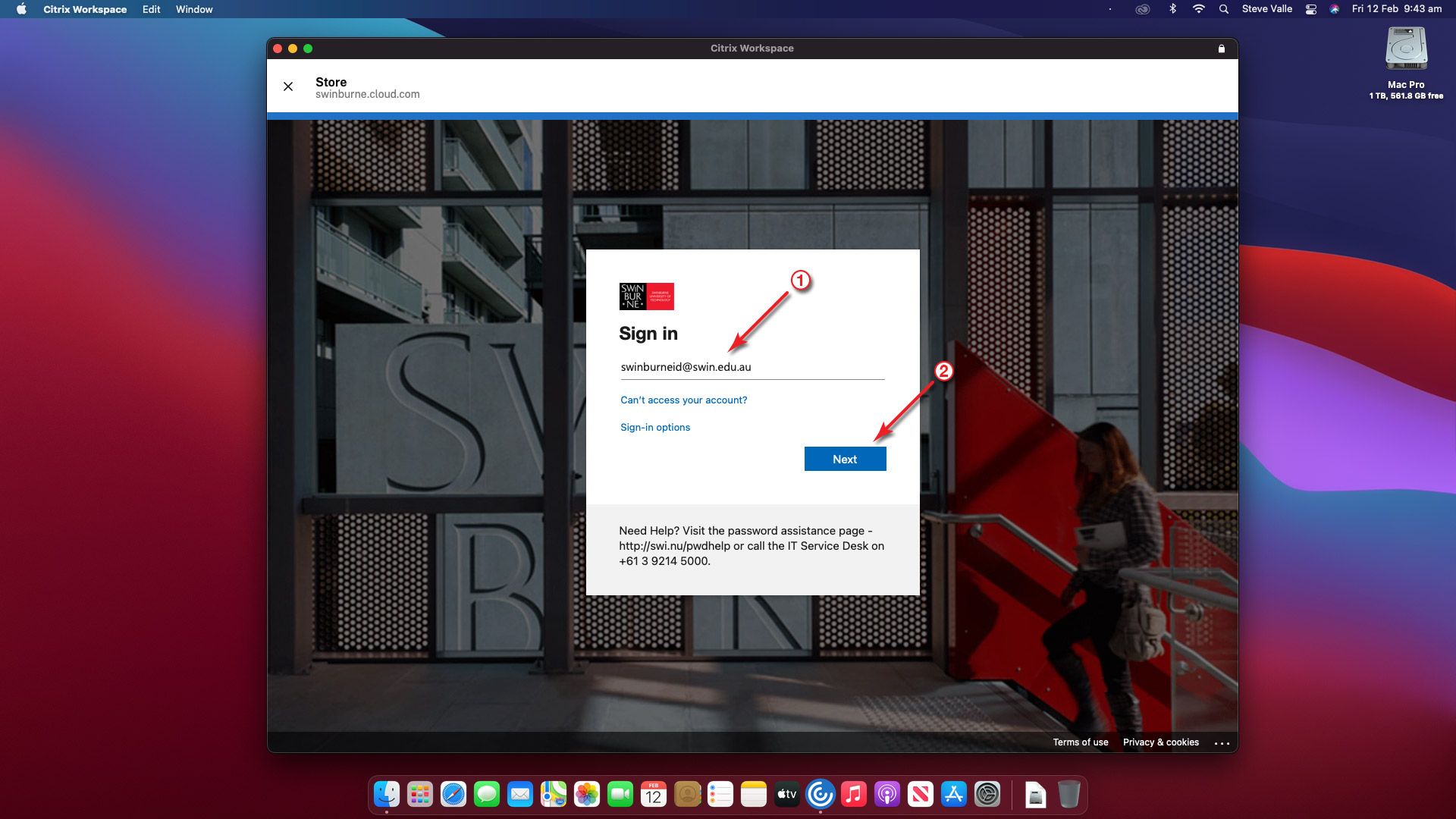 A screengrab of Citrix installation on macOS highlighting step 17 in the process