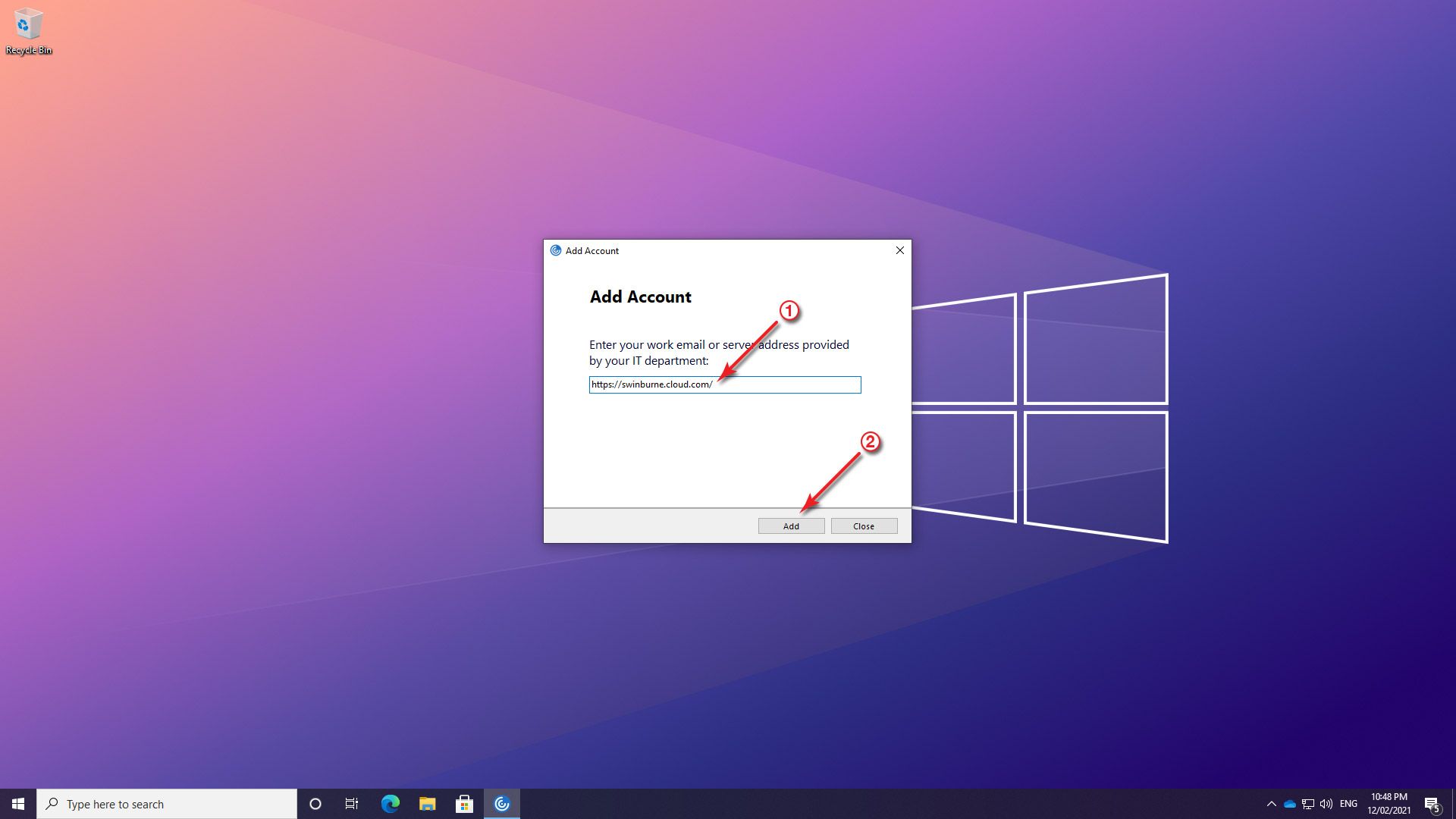 A screengrab of Citrix installation on Windows 10 highlighting step 12 in the process