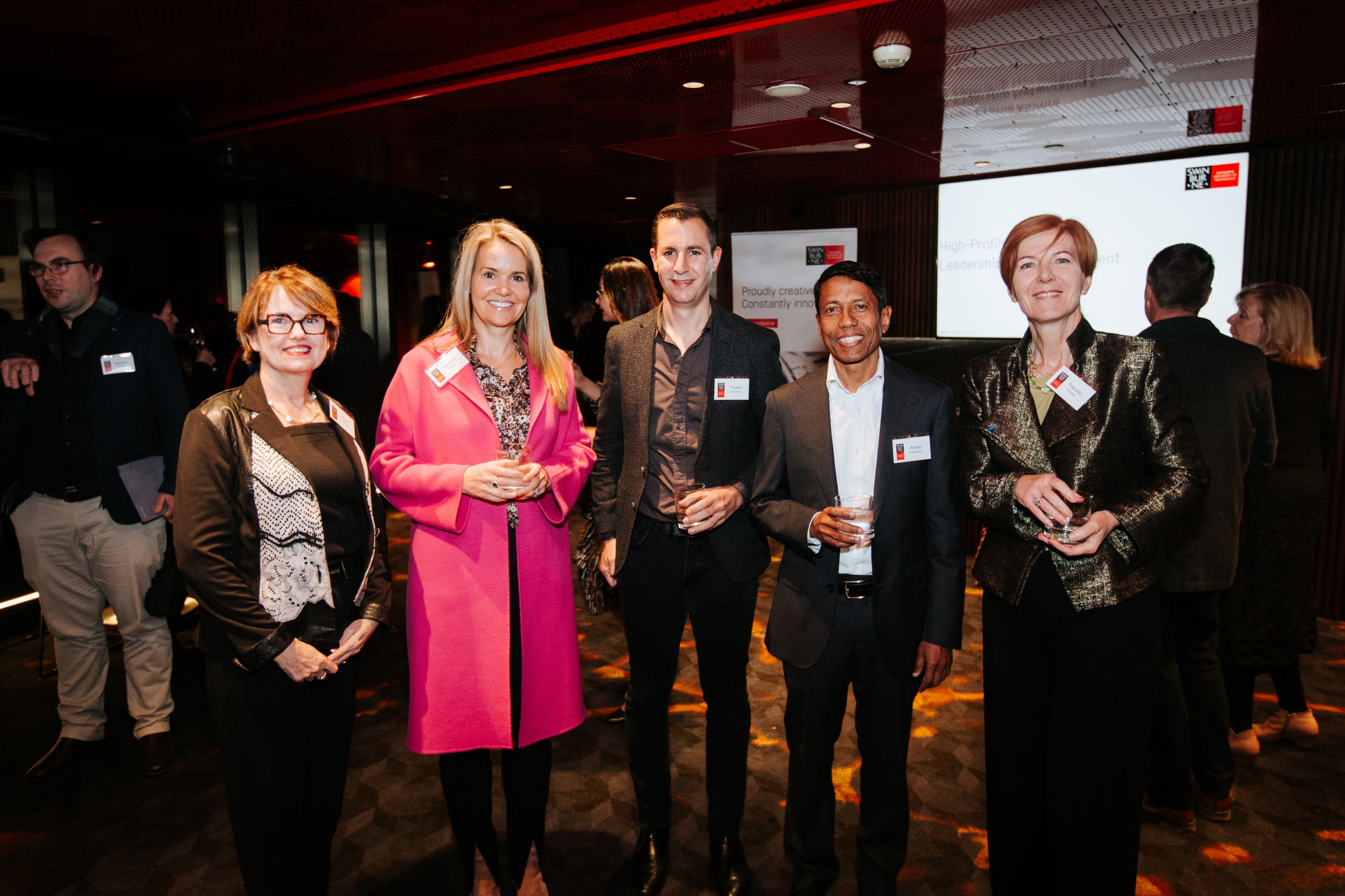 Alum Anoop Chaudhuri with Vice-Chancellor Professor Pascale Quester and other Swinburne alum