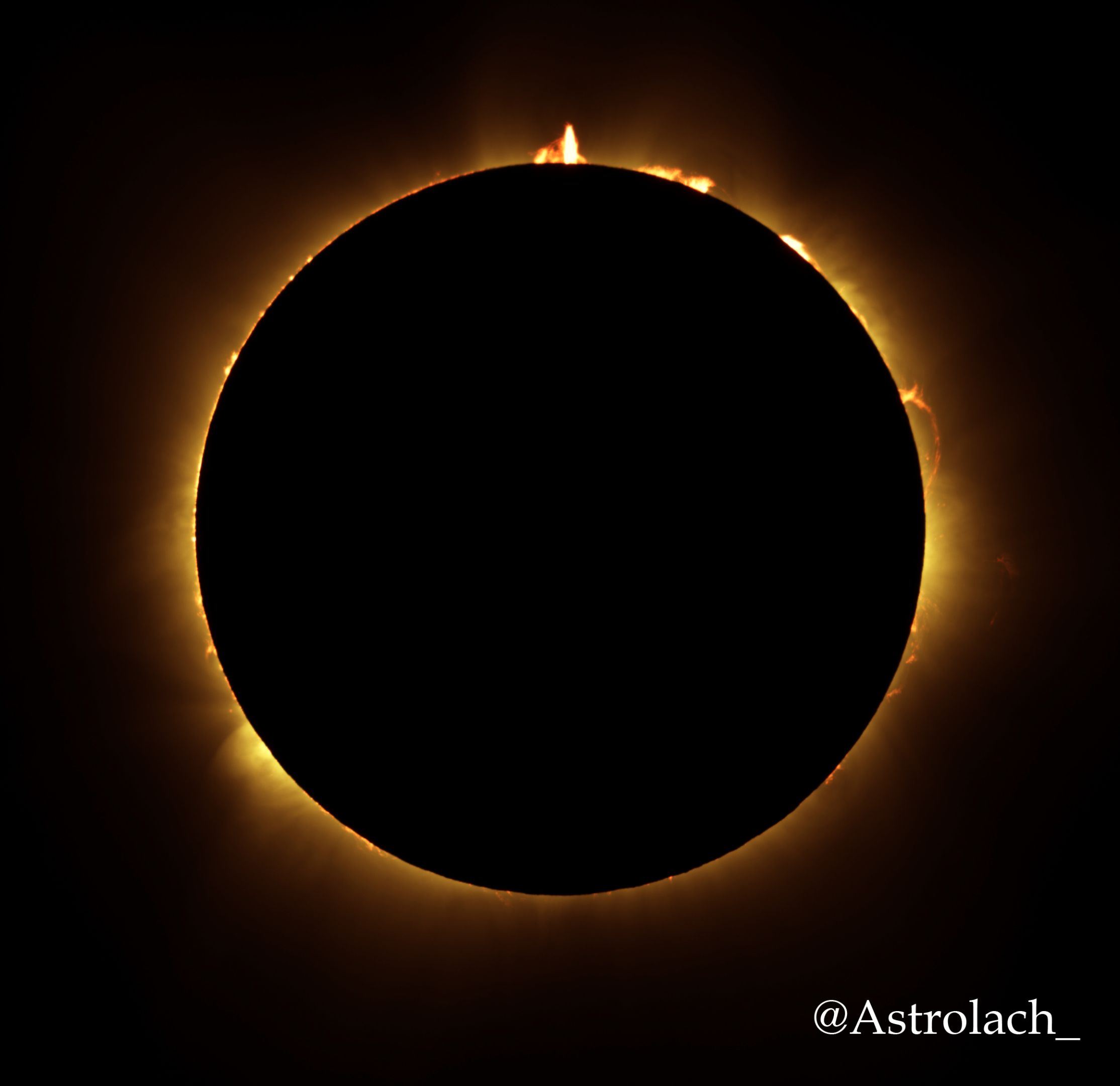 Total solar eclipse as the Moon moves in front of the Sun
