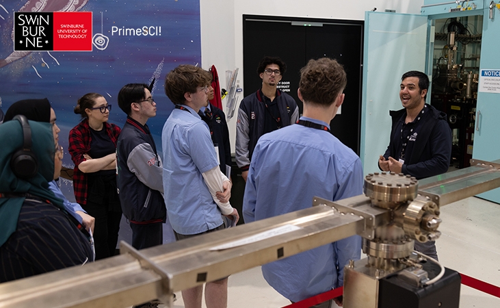 Swinburne staff leading a Synchrotron Tour with students