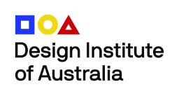 Text says Design Institute of Australia with a blue square, yellow circle and red triangle above.