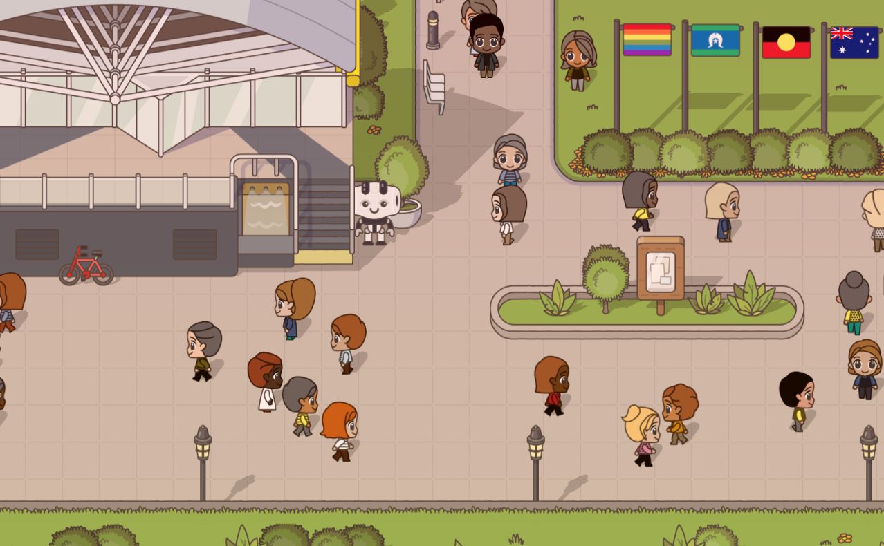A screenshot from the Swintopia video game. 