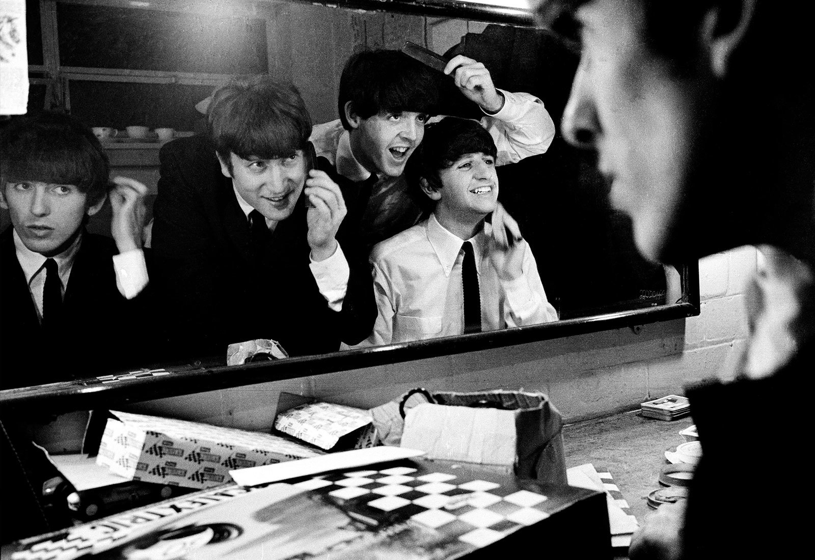 George Harrison, John Lennon, Paul McCartney and Ringo Starr in a still shot from the move Eight Days A Week