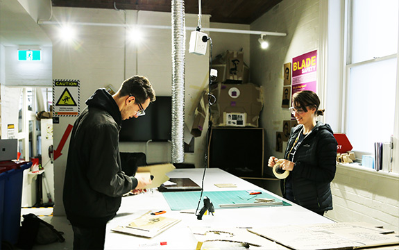 Design Factory students in the soft-prototyping space