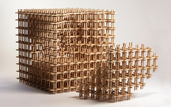 Lattice Pavilion, timber construction, by Architectural Design student Jordan Veniamakis