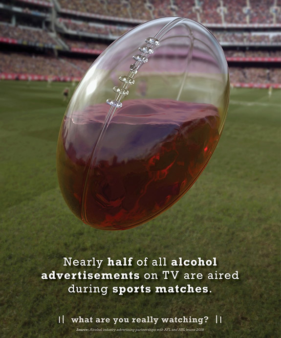 Felix Barnett’s Judges Award winning entry asks consumers to think about the alcohol industry’s push for alcohol advertising in televised sports.
