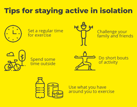 Infographic of how to stay active while isolating