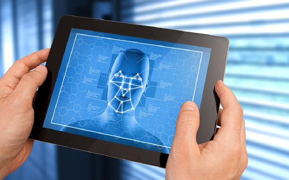 Image of facial recognition viewed on a tablet device