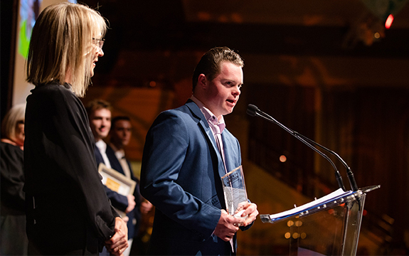 Victorian Learn Local Young Pre-accredited Learner Award winner/ commencing Swinburne student Rory Madden at the 2019 Learn Local Awards.