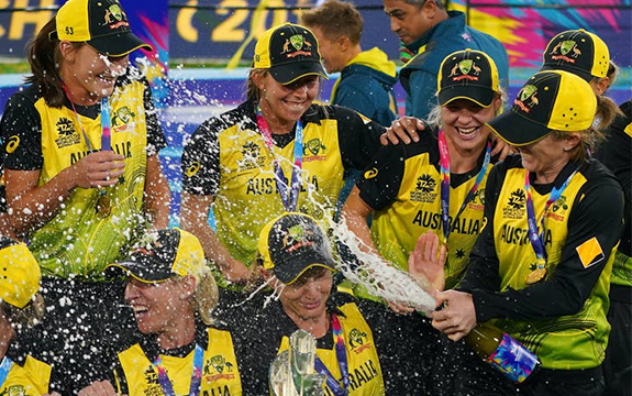 Women athletes celebrating 