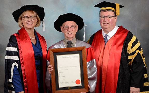 Brian Sadgrove receiving an honorary doctorate 