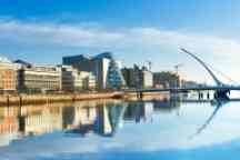 Modern buildings and offices on Liffey river in Dublin