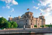 Reichstag and government district in Berlin, Germany