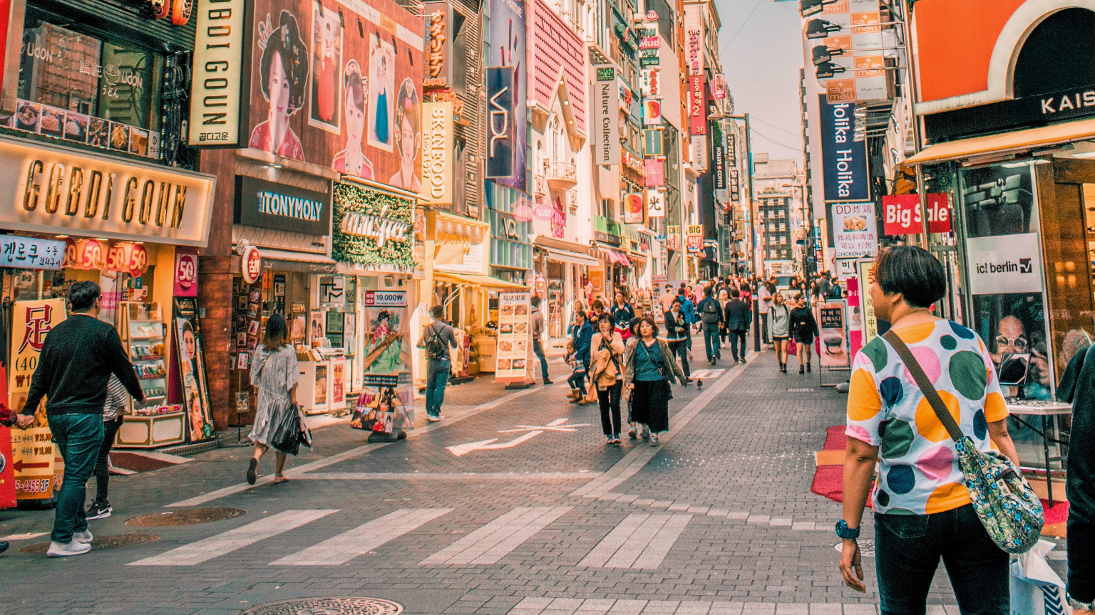 A bustling street in South Korea