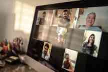 Family and friends happy moments in video conference at home