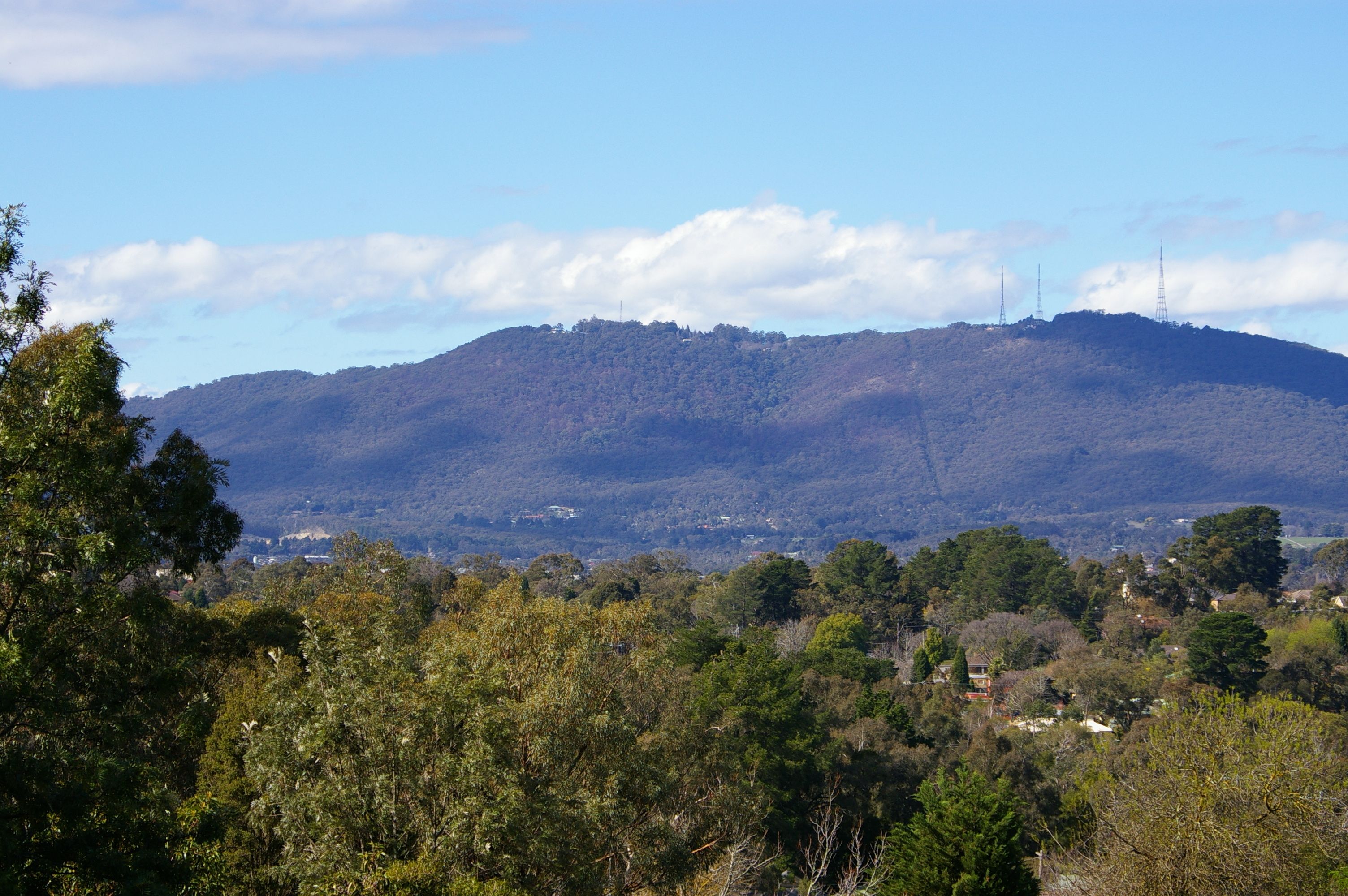 A view towards Mount Dandenong from East Ringwood, Melbourne, Victoria,  Australia.