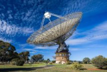 The Parkes Murriynag Telescope against a blue cloudy sky