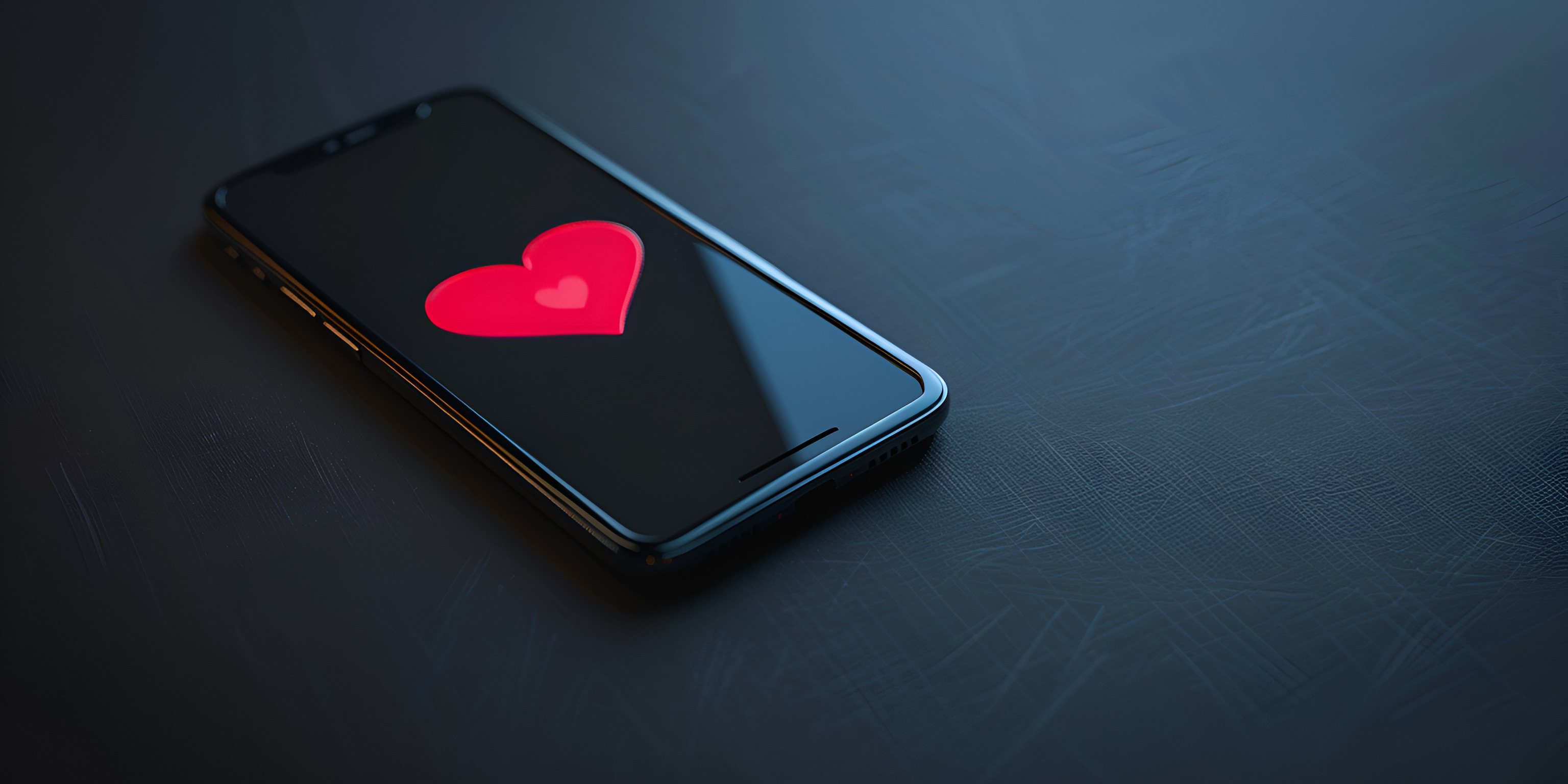 Smartphone displaying a red heart icon.