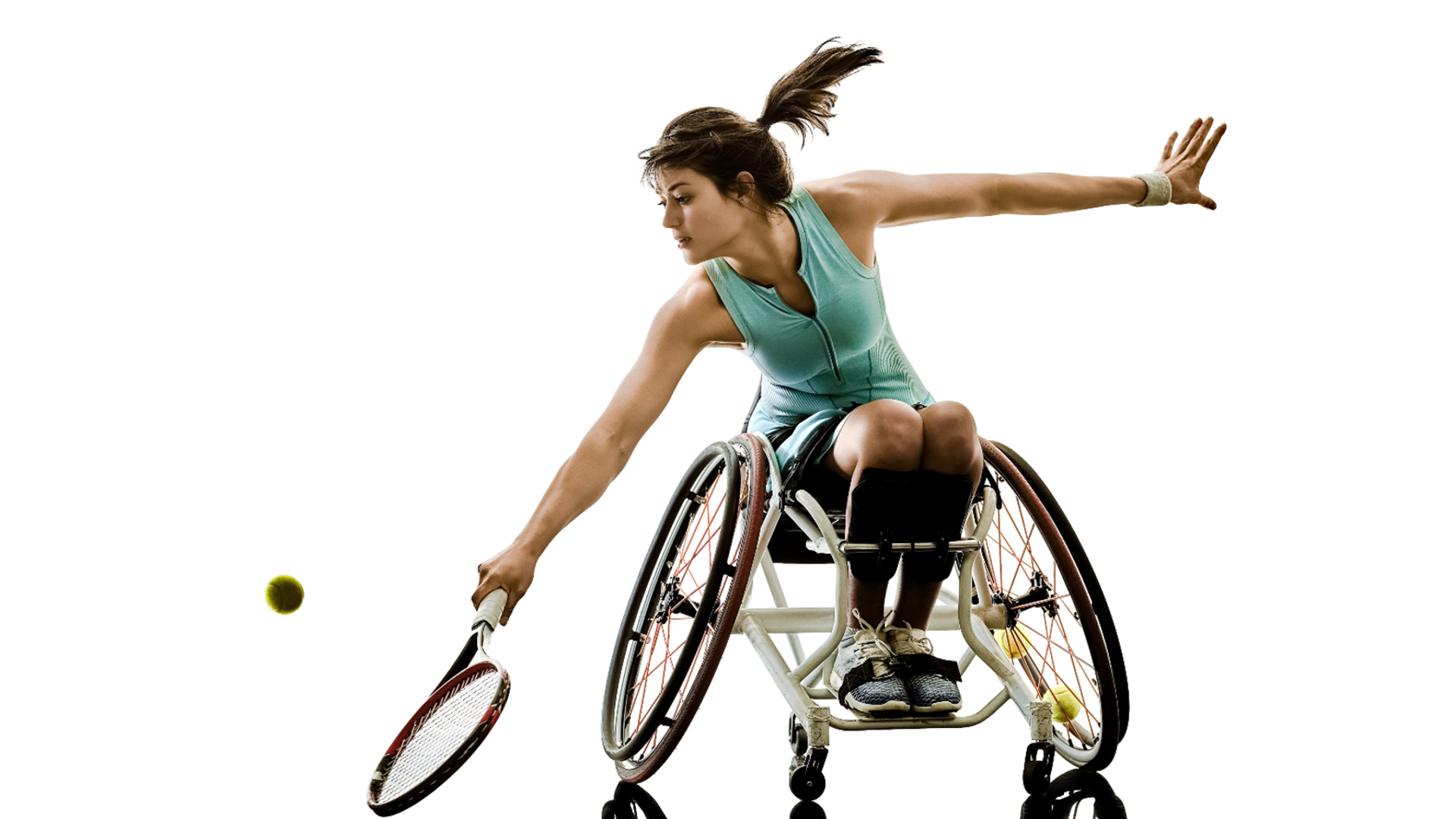 Woman on a wheelchair playing tennis