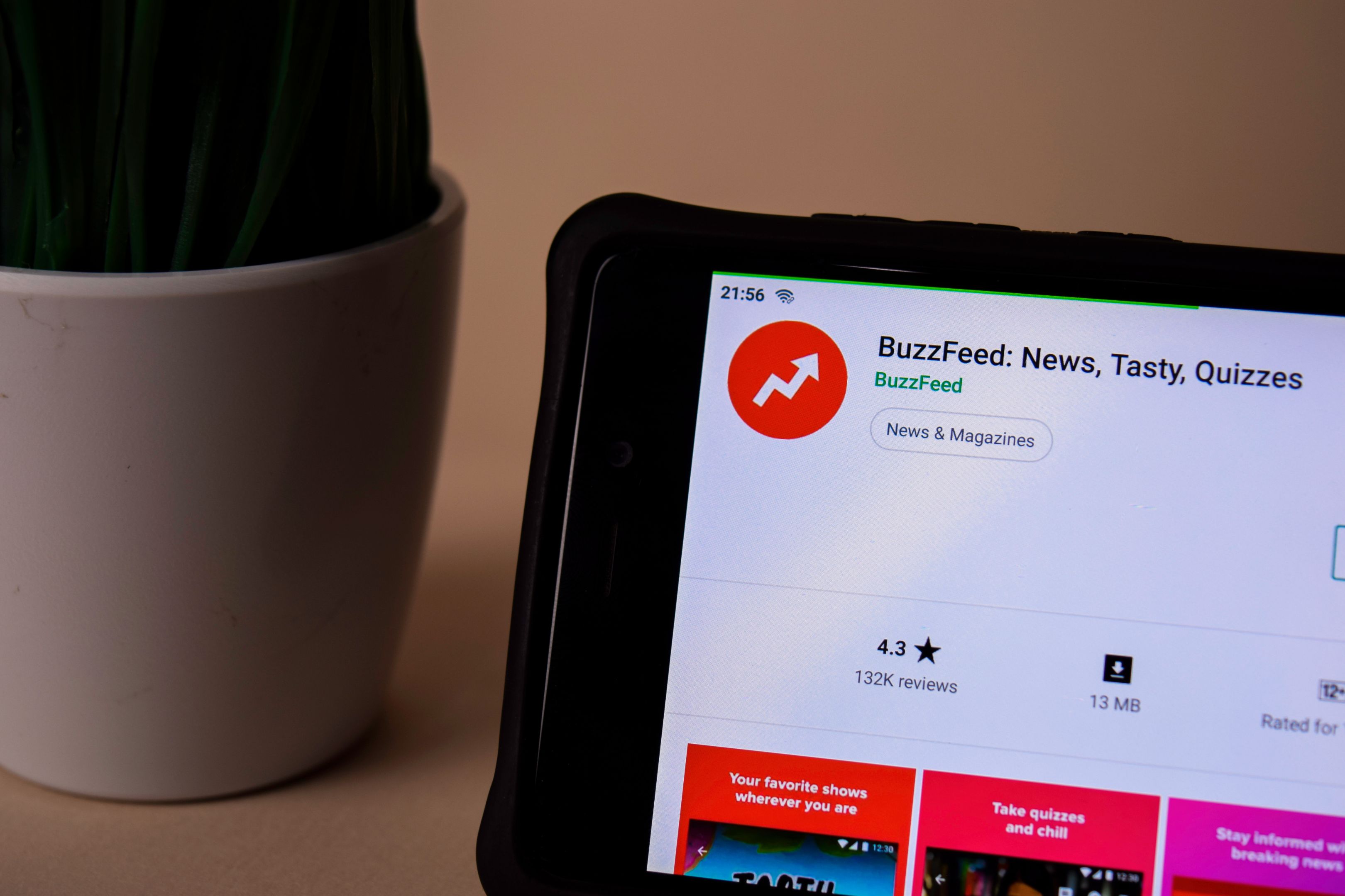 Buzzfeed shown on the app store on a device