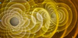 Yellow graphic of what gravitational waves would look like 