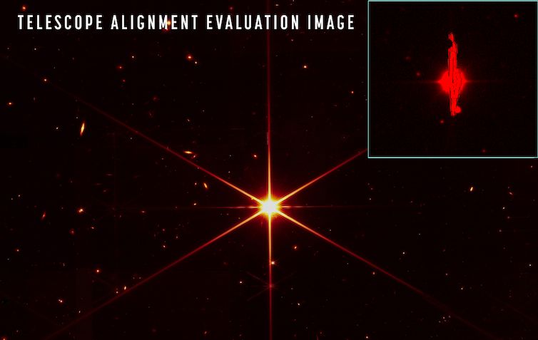 The first publicly released alignment image from the JWST. 