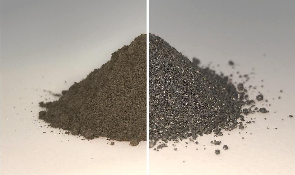 Picture of moon dirt and the metals extracted from it