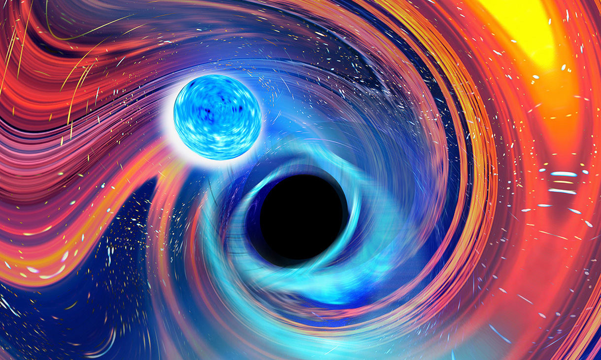 Artist's impression of neutron star-black hole merger 