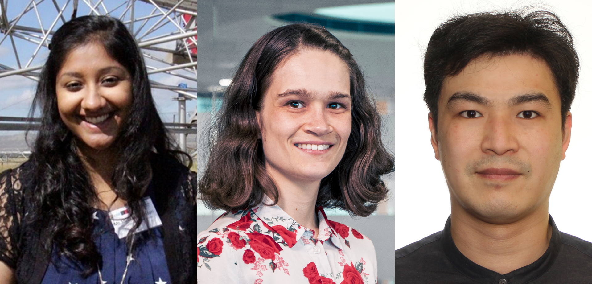 Triptych of three Swinburne researchers smiling to camera: Dr Shivani Bhandari, Dr Rebecca Davies and Dr Lu Chen.