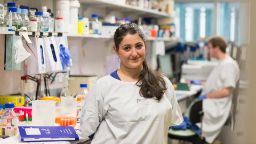 Female student on professional placement in science field