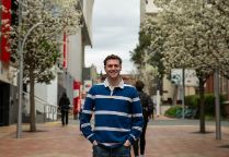 Scholarship student Oliver Sexton at Hawthorn Campus standing on John St 