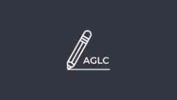 A charcoal background with a cartoon pencil symbol drawing a line and the letters AGLC appear next to the pencil.
