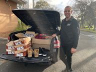 Alum David Vastbinder drops off supplies for apprentices at Croydon