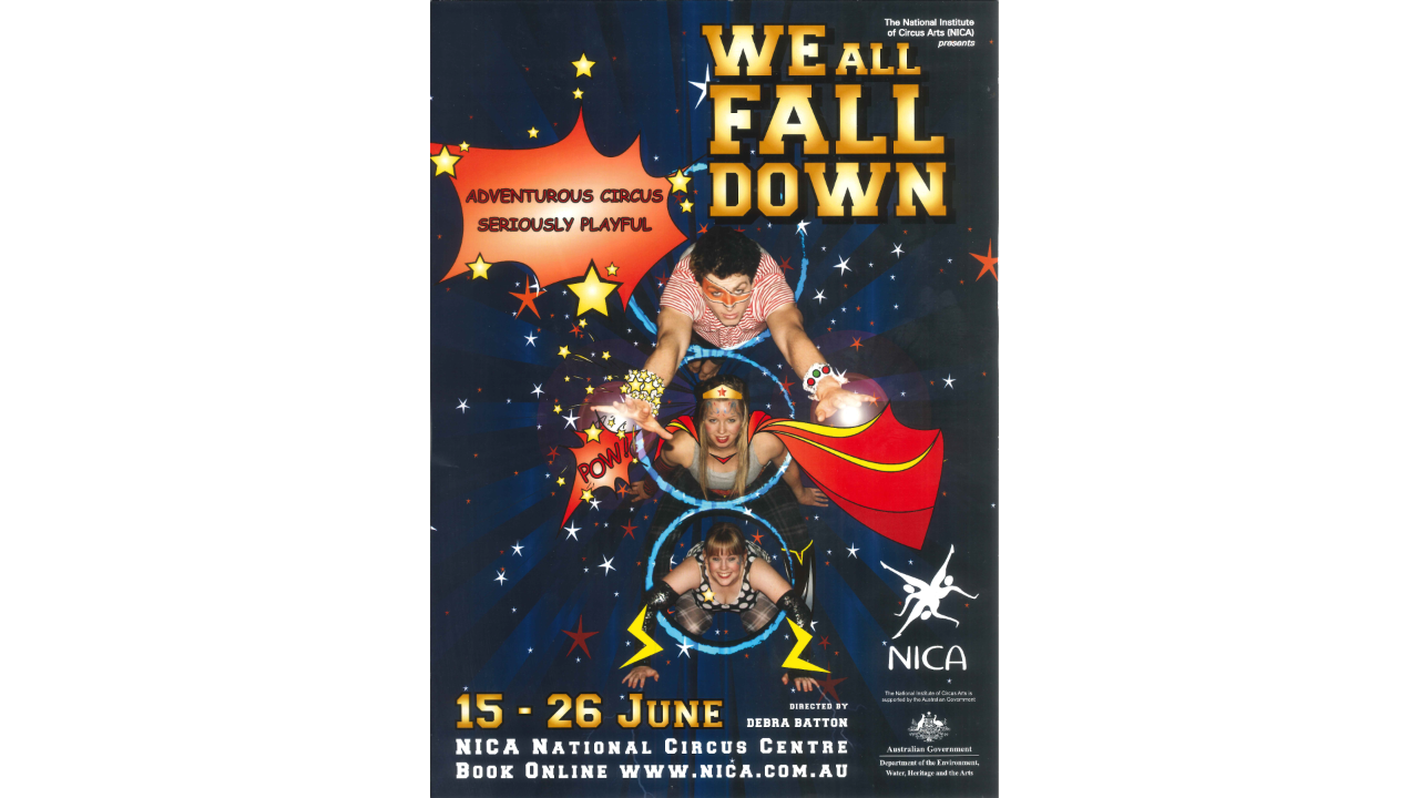 Promo poster for NICA ensemble production We All Fall Down in 2010