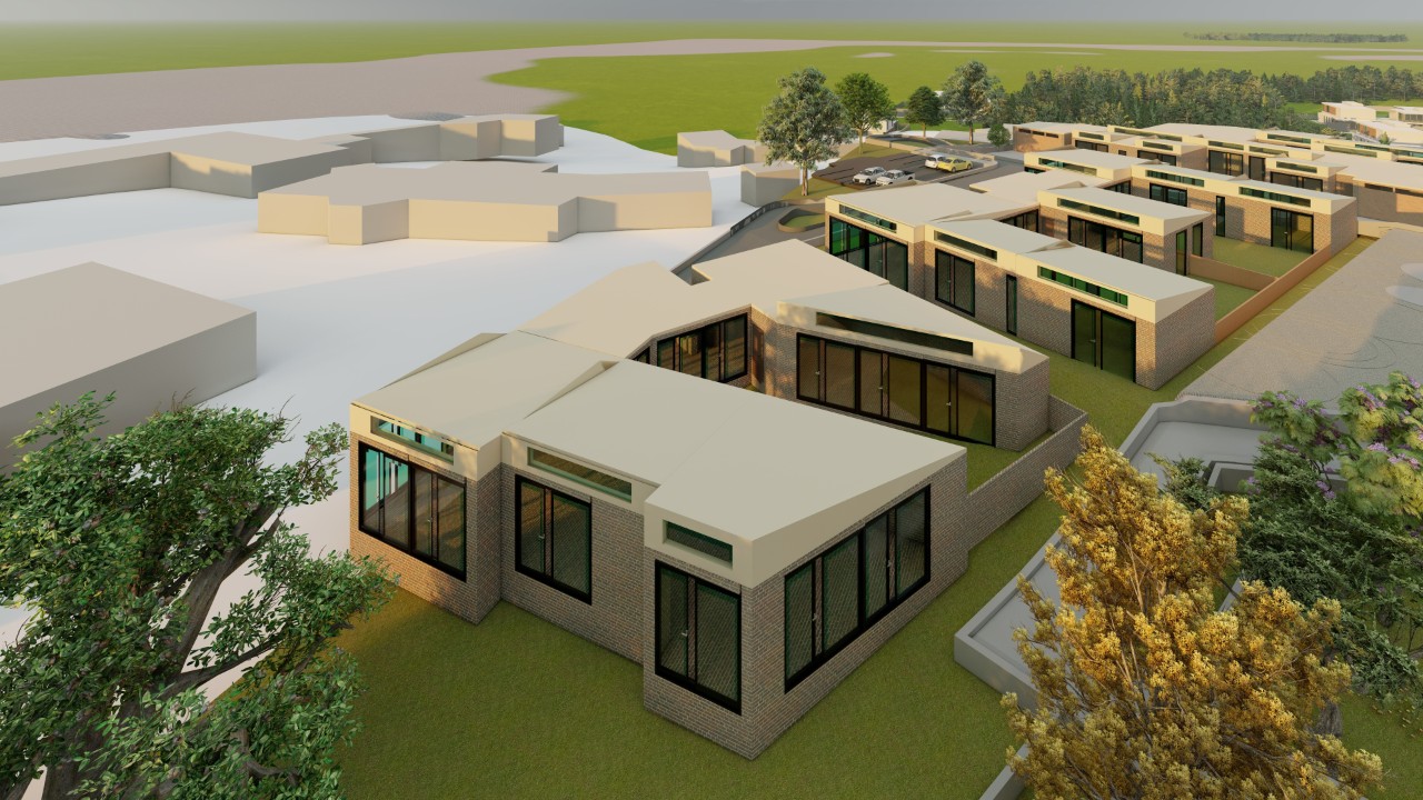 Render of contemporary residences, designed for independence and accessibility 