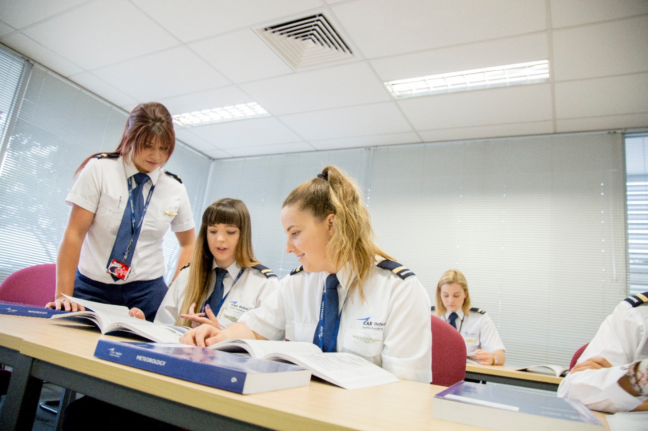 Professional aviation and piloting students in a classroom at the Moorabin Airport