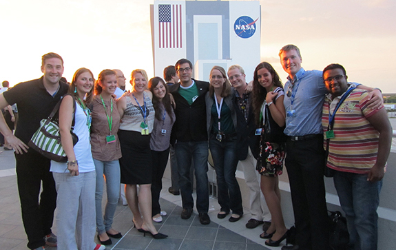 with the teaching assistants she supervised at the NASA Kennedy Space Center