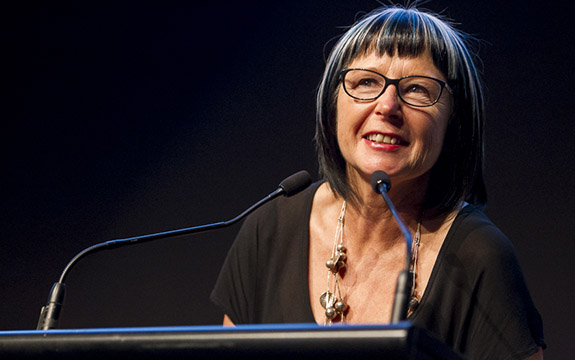 Glenda Ballantyne speaking at VMC film fesival. 