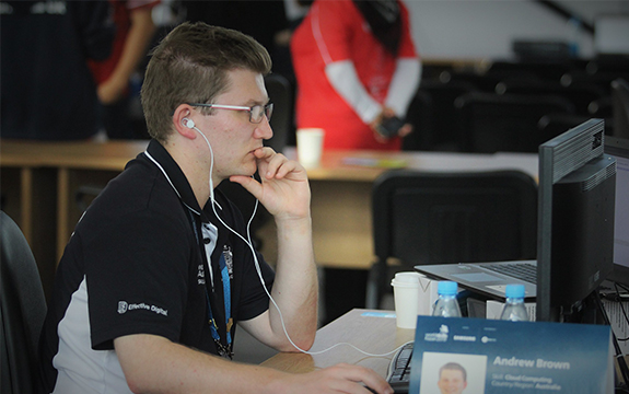 Computer Systems Technology graduate, Andrew Brown competing at 45th WorldSkills International Championships.