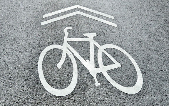 Bike icon on the road