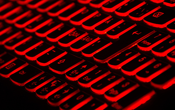 keyboard with red glowing keys